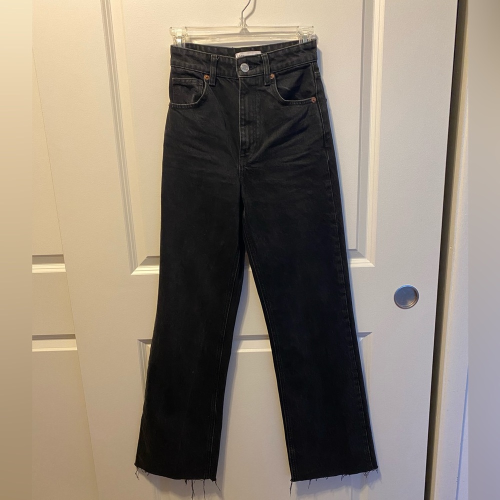 Zara high waisted wide leg 00 jean black